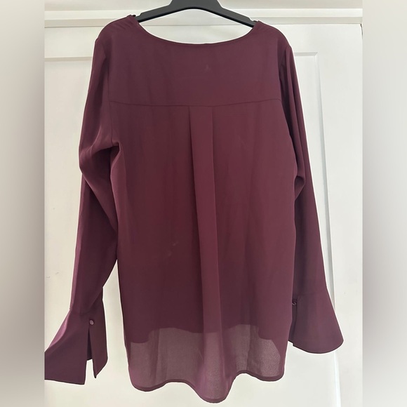 PLEIONE burgundy crepe chiffon top Nordstrom M - Picture 2 of 11